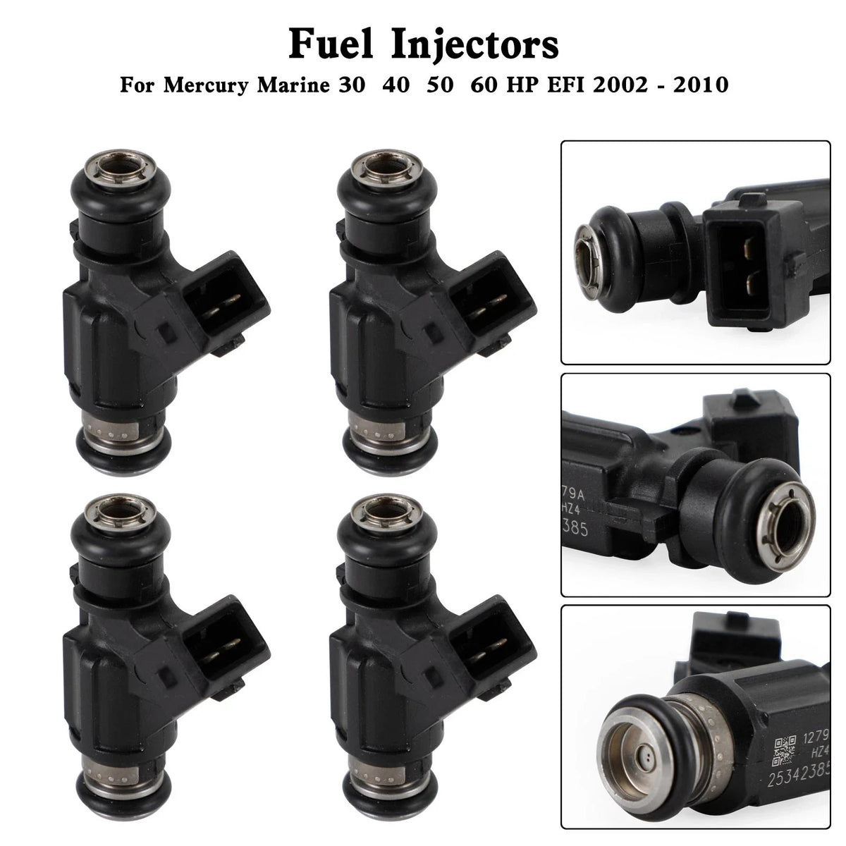 Set of 4 Fuel Injectors for Mercury Marine EFI 30-60 HP (25342385)