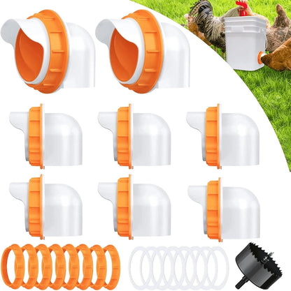 DIY Chicken Feeder No Waste for Poultry (Automatic, 8 Ports)