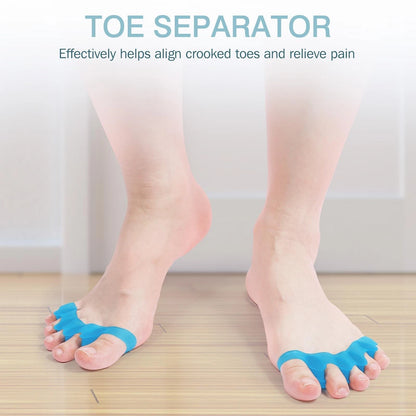 Toe Spacers for Women & Men - Silicone Bunion Separators (Blue)