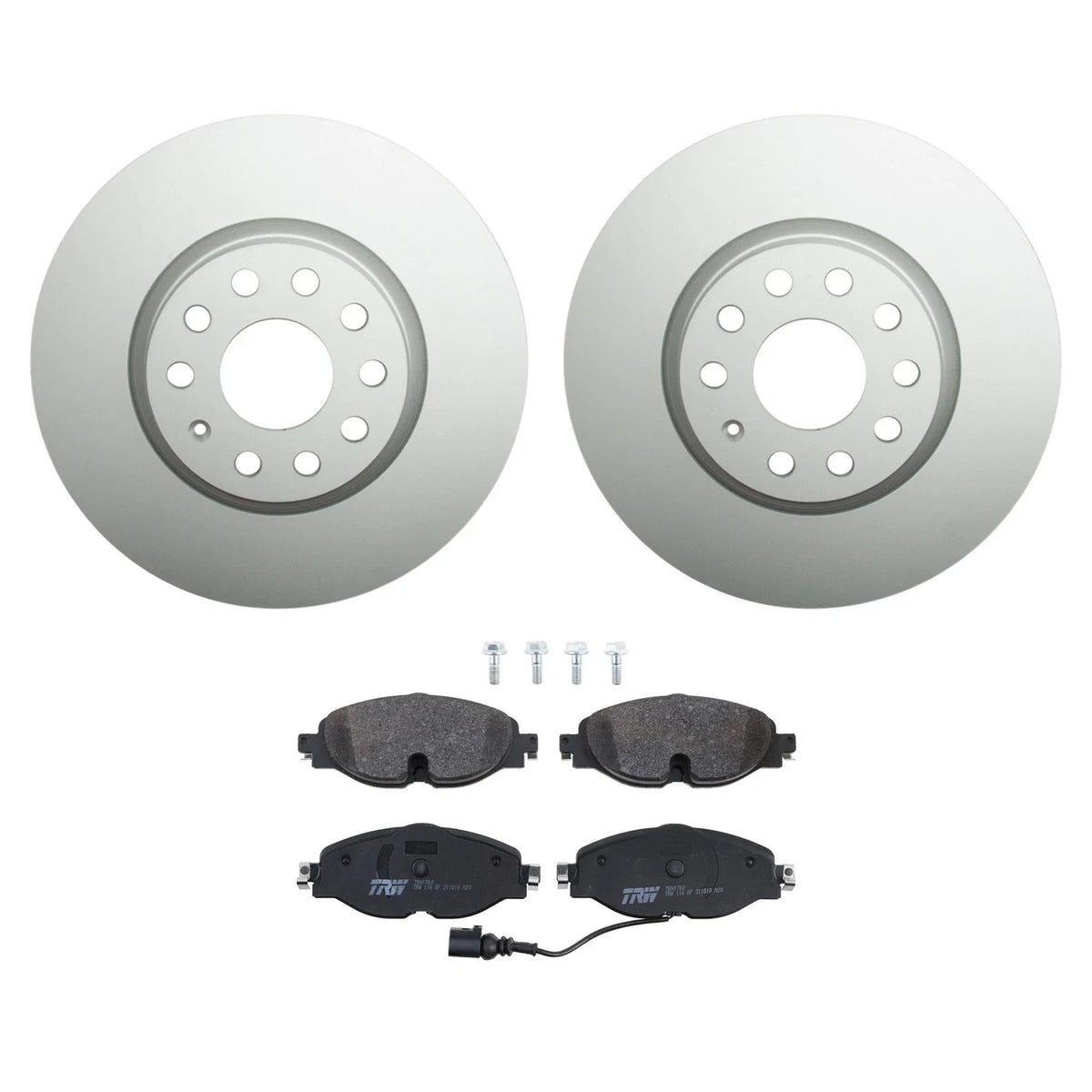 Hella Front Rotors & TRW Pro Low-Met Disc Brake Pads Kit for A3 Quattro (2006–2013)