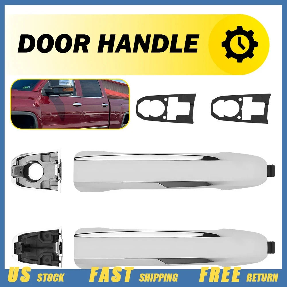 2 Exterior Door Handles for Chevrolet Silverado 1500 (2014–2022) Chrome