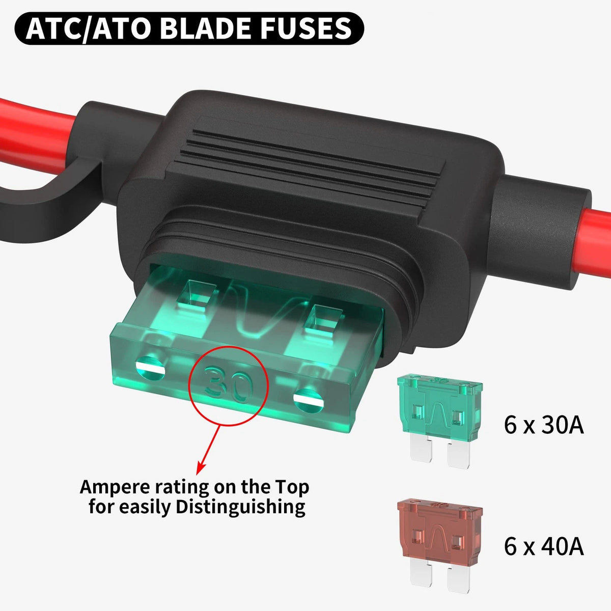 10 Gauge Fuse Holder for ATC/ATO Blade Fuses (12V)