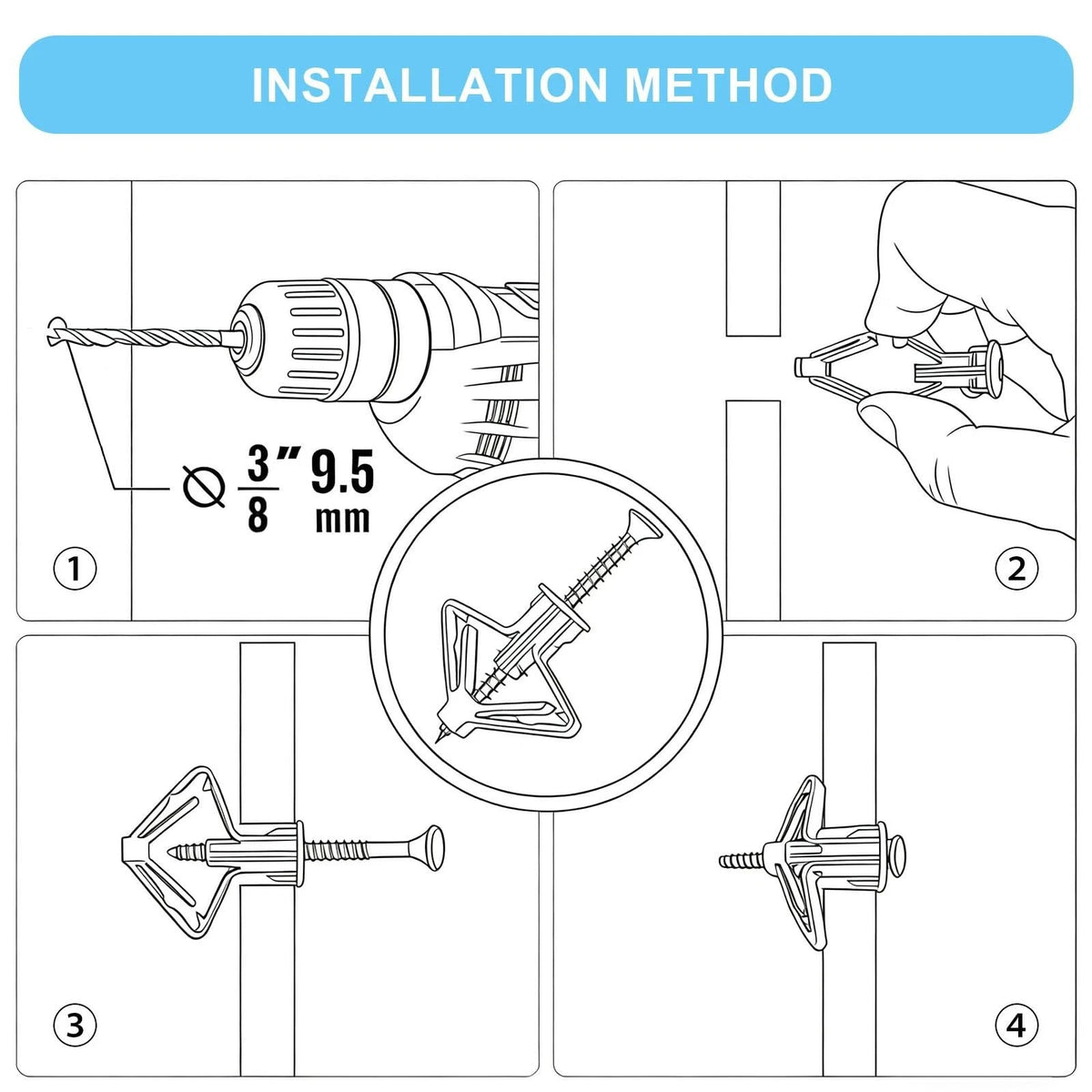 25-Pack Hollow-Wall Anchors 1/4-20 for Heavy-Duty Applications