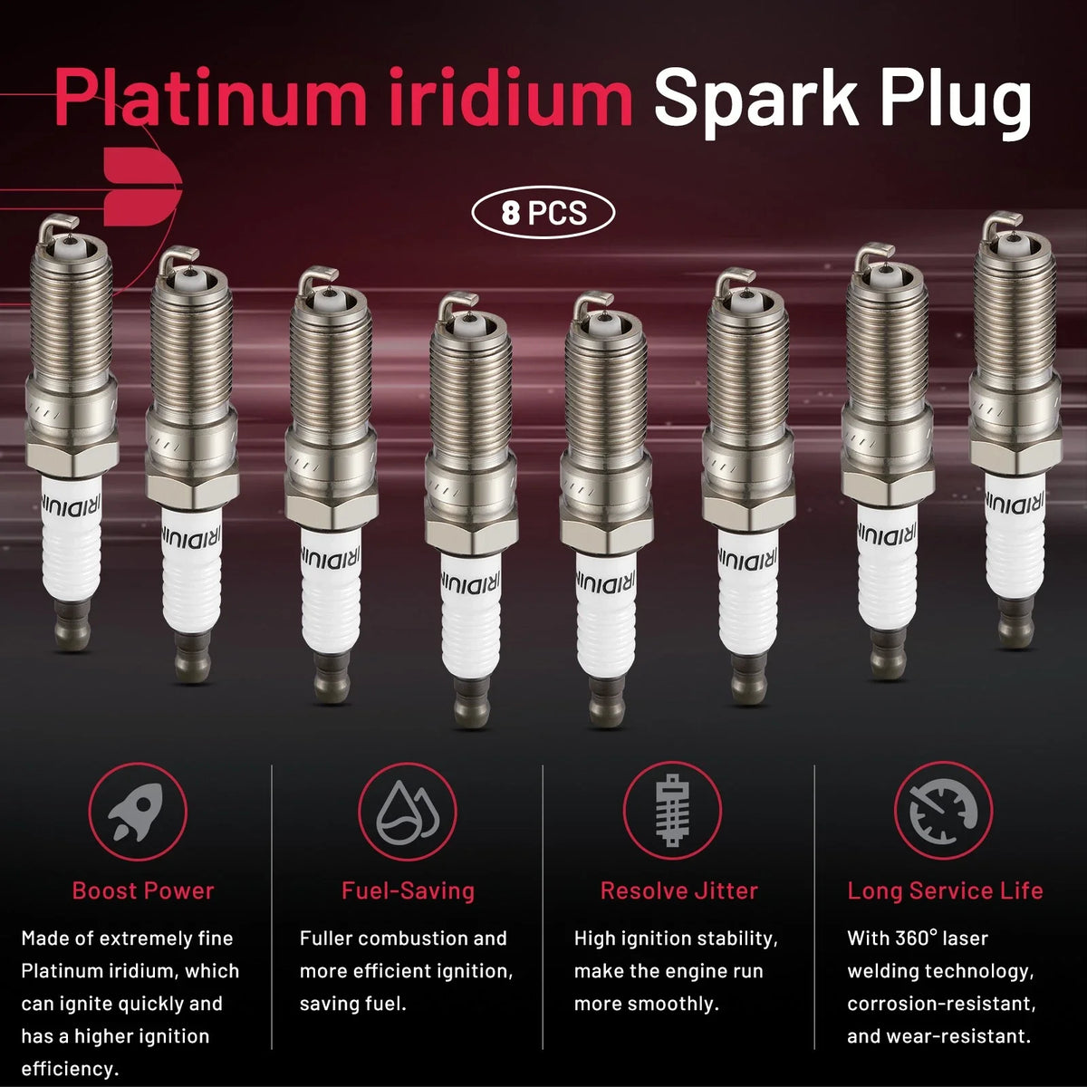Set of 8 Iridium Spark Plugs for Cadillac CTS 3.6L V6 (2014)