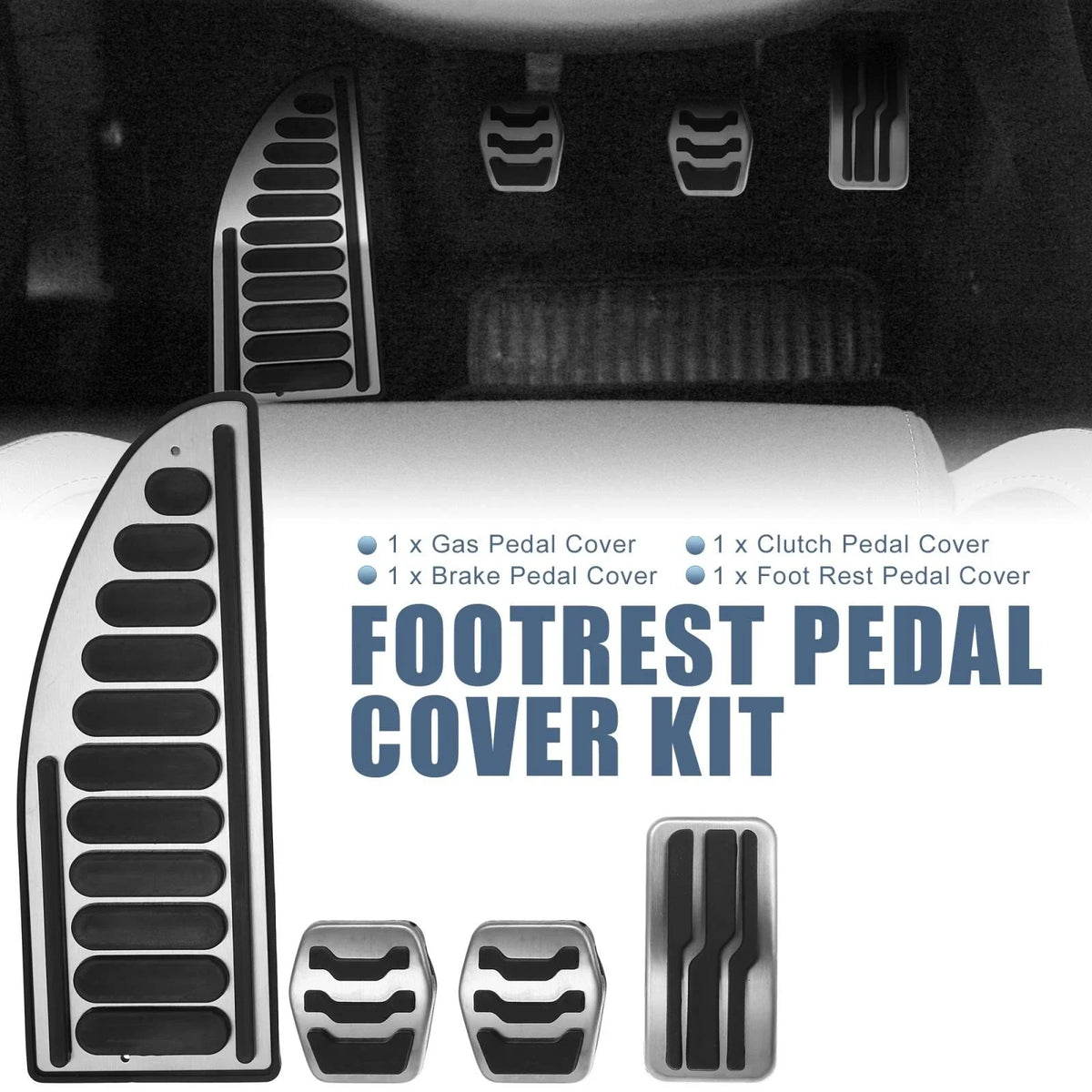 Anti Slip Clutch Brake Gas Accelerator Pedal Cover Kit for Ford 