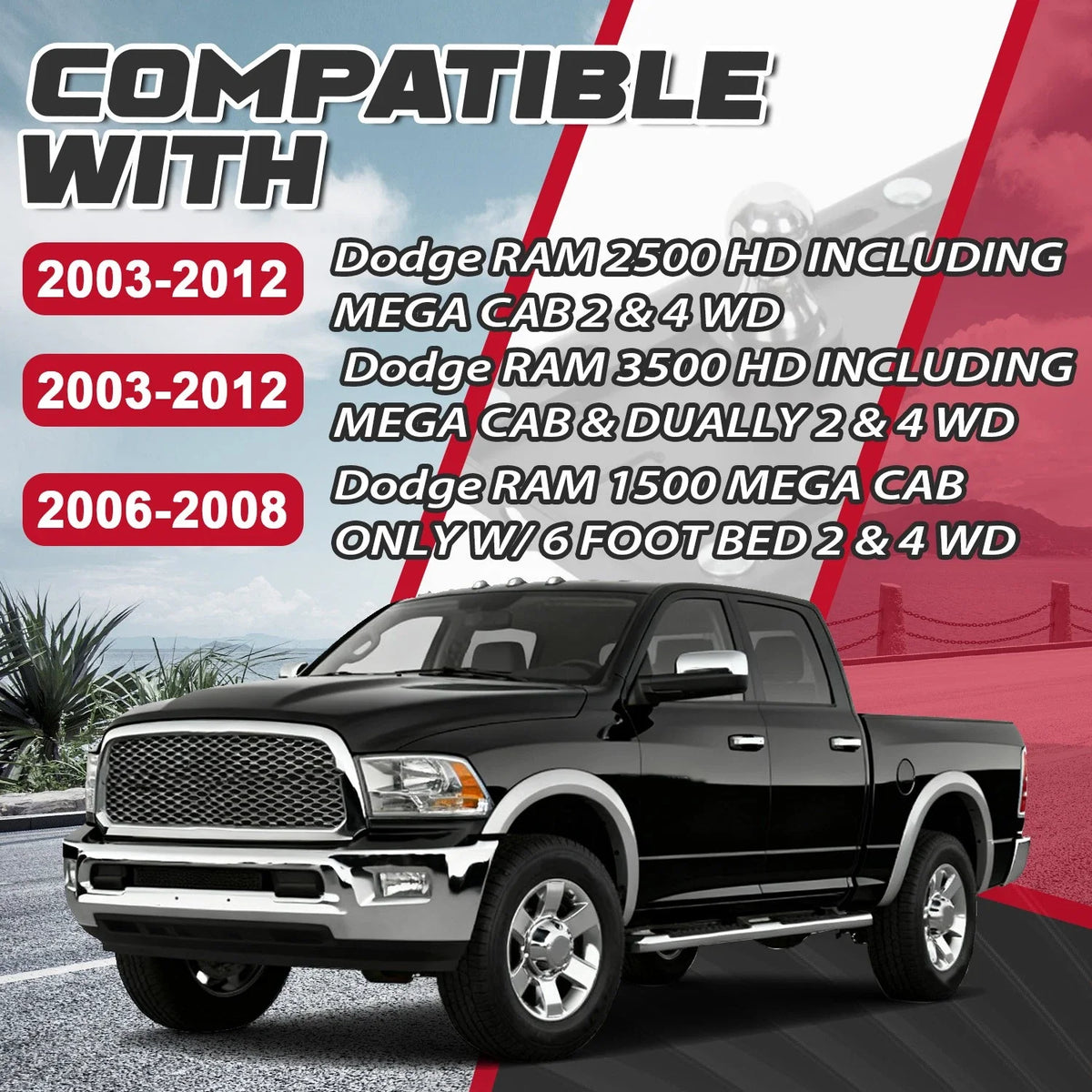 Gooseneck Trailer Hitch Kit for Dodge Ram 1500 2500 3500 (2003–2012)