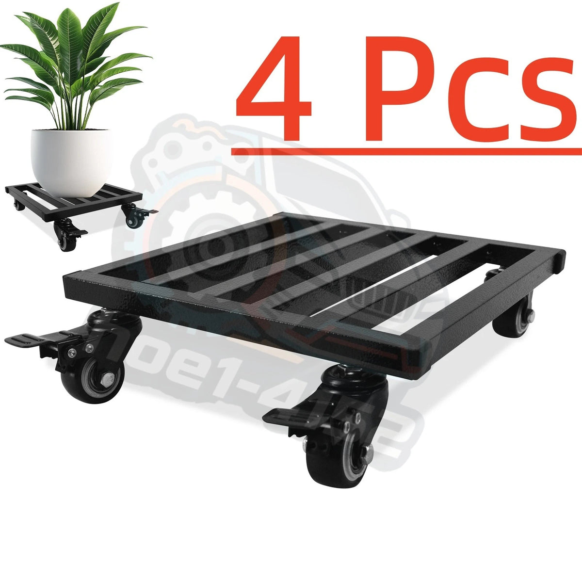 Set of 4 Aluminum Black Plant Dolly Stand 11.8" Rolling Caddy