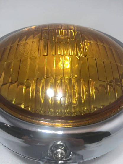 Pair 6 Volt 5 Inch Vintage Chrome Fog Lights Amber Lens for Pickup (1948–1952)