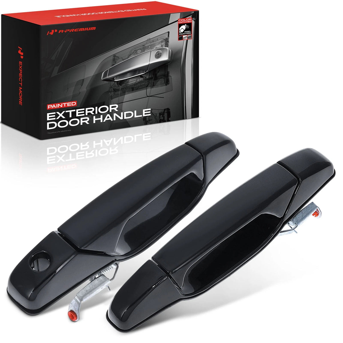 2X Front Painted GBA Black Door Handle for Chevy Silverado 1500 (2007–2013) - 20954801, 20954801GBA, 20828243, 20828243GBA