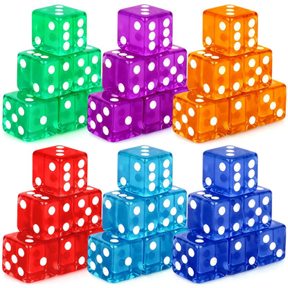 36-Piece Casino Dice Set for Various Games (19mm) - Red, Blue, Purple, Green, Orange