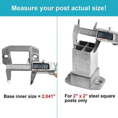 Set of 10 Aluminum Square Post Flange Base for 2"x2" Tube, Rail 2 Inch