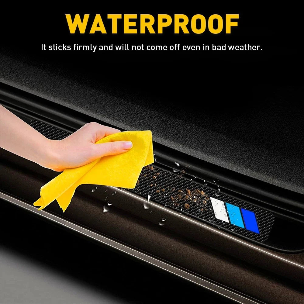 4X Door Sill Protector Plate Cover for Toyota (Tri-Color, Blue)