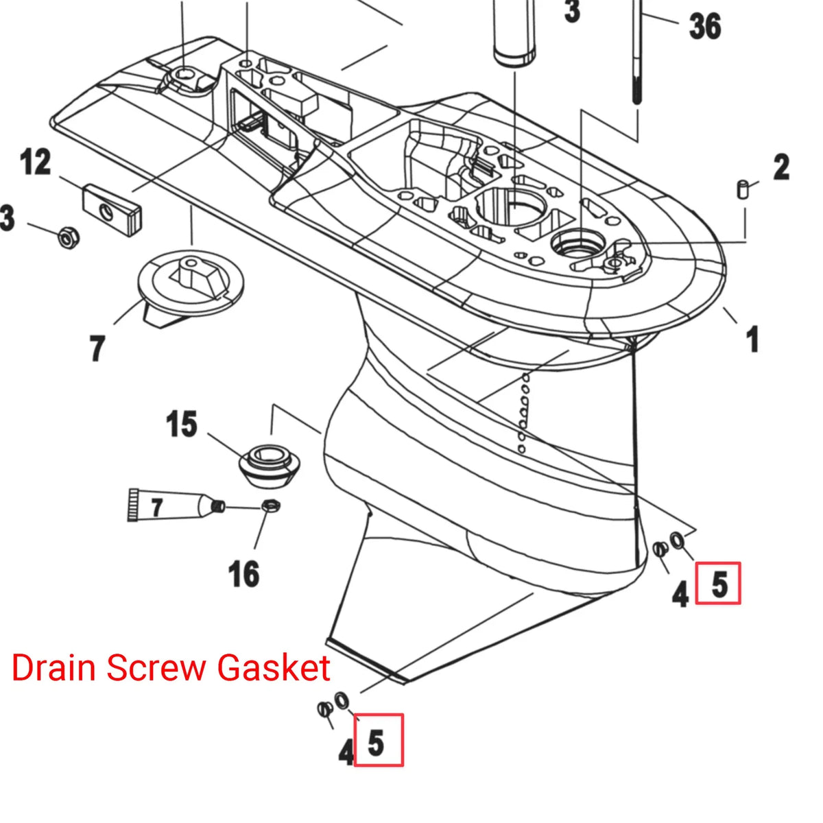 Drain Screw Gasket & Oil Plug Seal for Mercury Mariner (27-828816)