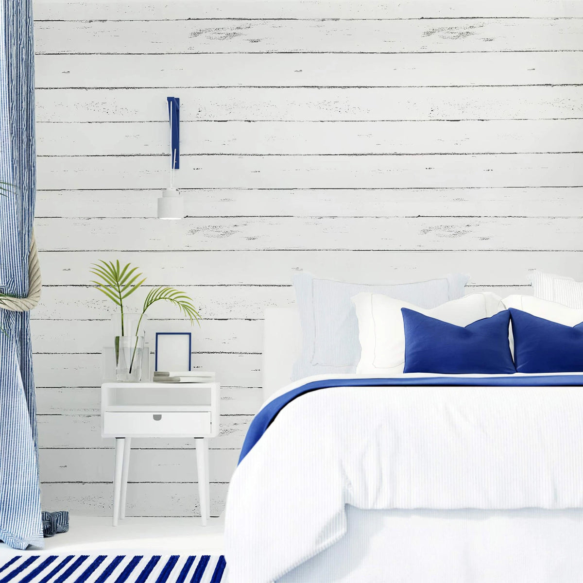 Peel and Stick White Wood Wallpaper 17.7" x 118"