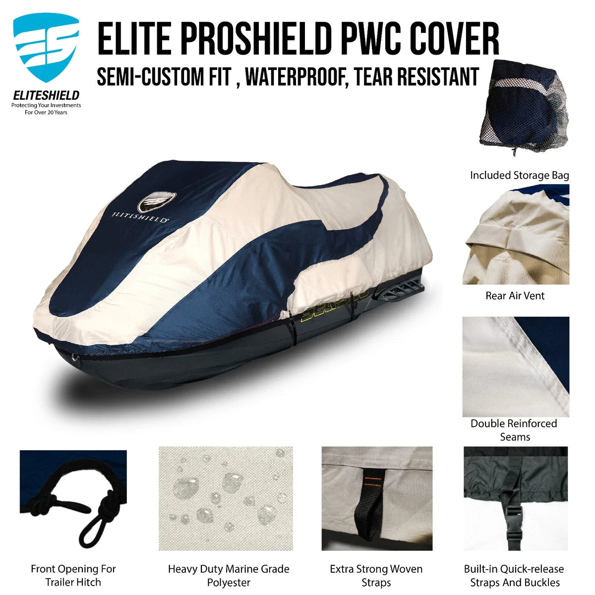 EliteShield Waterproof Trailerable Storage Cover for Sea Doo GTR 215 230 (2013–2020)