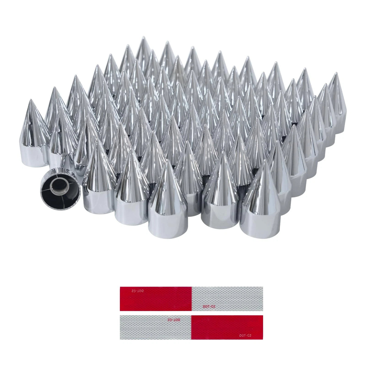 Set of 60 Anti-Rust Chrome Spike Lug Nut Covers for Trucks