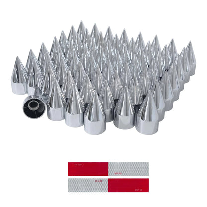 Set of 60 Anti-Rust Chrome Spike Lug Nut Covers for Trucks