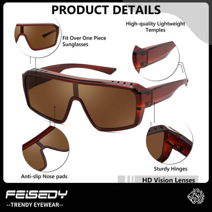 Oversized Square Sunglasses Fit Over Glasses for Men Women