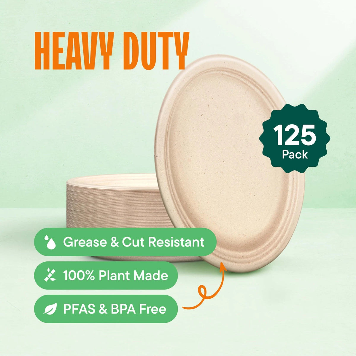 50-Pack 12.5 Inch Compostable Oval Paper Plates