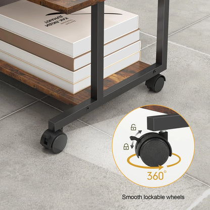 2-Tier Mobile Rolling Printer Stand for Under Desk