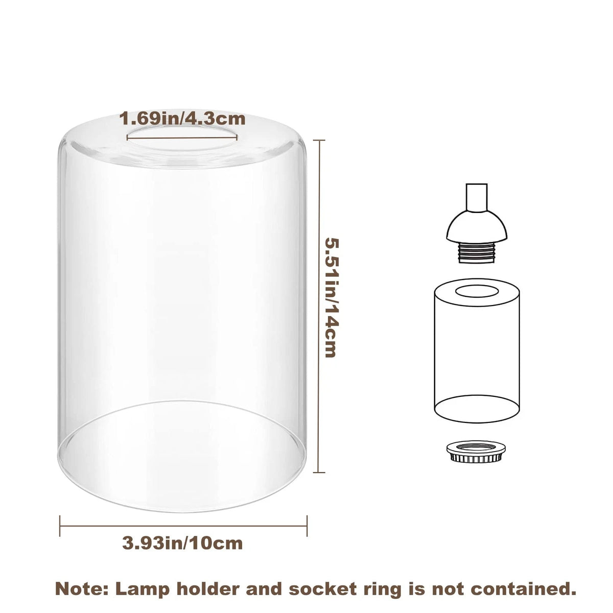 Clear Glass Replacement Shade for Cylinder Lamps (1 Pack)