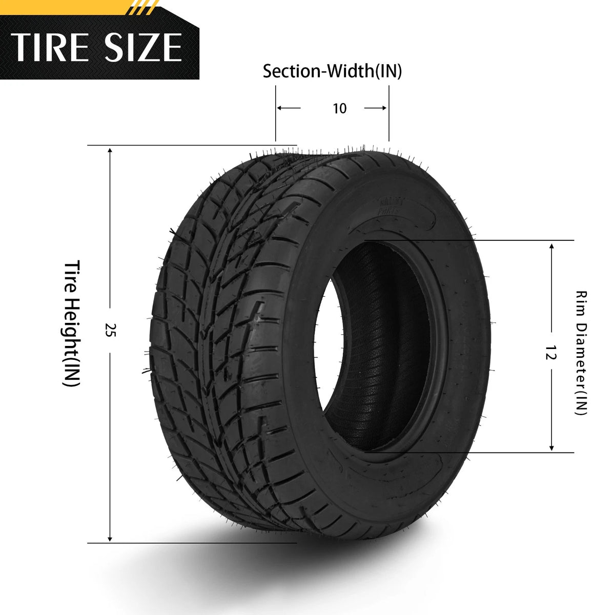 Set of 2 All Terrain Tires 25x10-12 for ATV UTV (25x10-12)