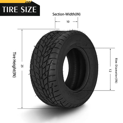 Set of 2 All Terrain Tires 25x10-12 for ATV UTV (25x10-12)