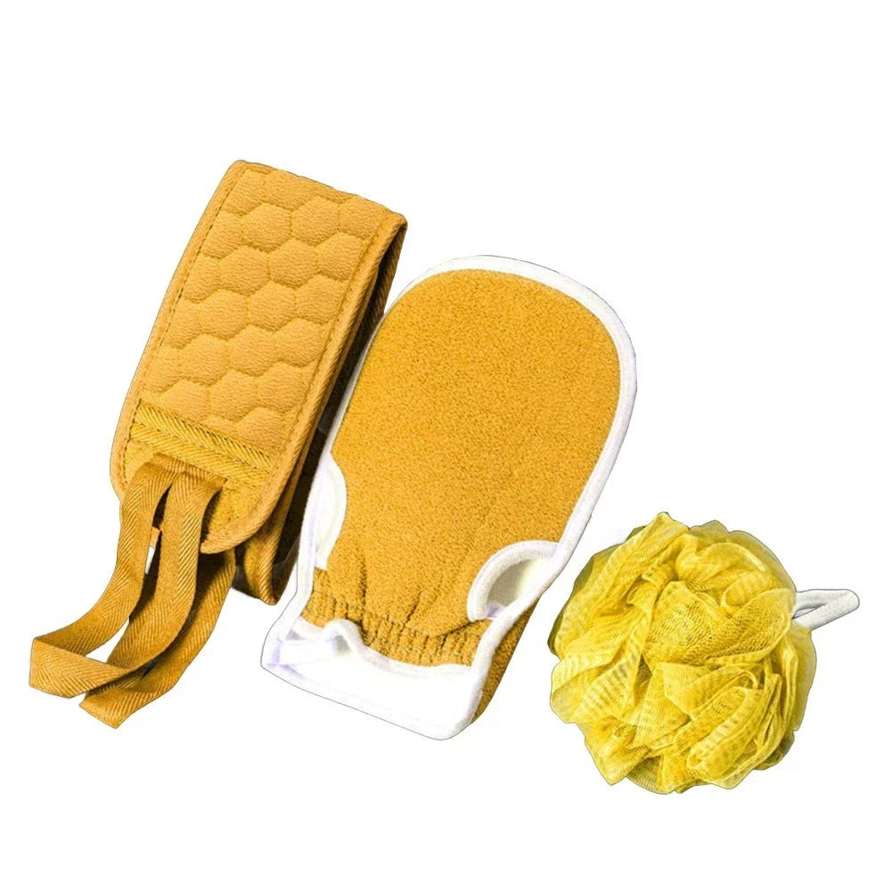 3Pcs Exfoliating Scrub Sponge Set for Shower and Back Massager