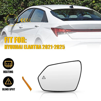 Heated Rear View Mirror Glass LH for Hyundai Elantra (2021–2025)