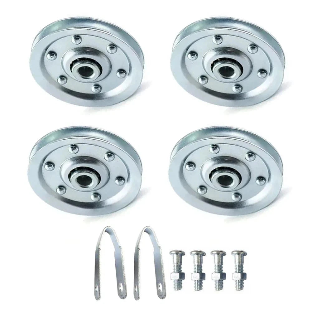 Set of 4 Garage Door Pulleys for 3" Systems - Stationary & Rear Sheave