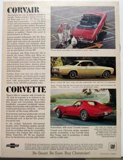 1968 Chevrolet Full Line Sales Brochure for SS 396 Malibu Camaro Corvette Nova