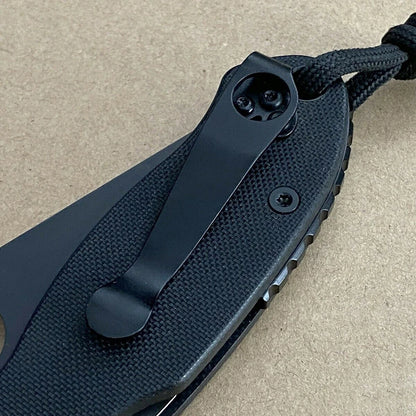 Black Titanium Deep Carry Pocket Clip for Spyderco Para 3 or Smock