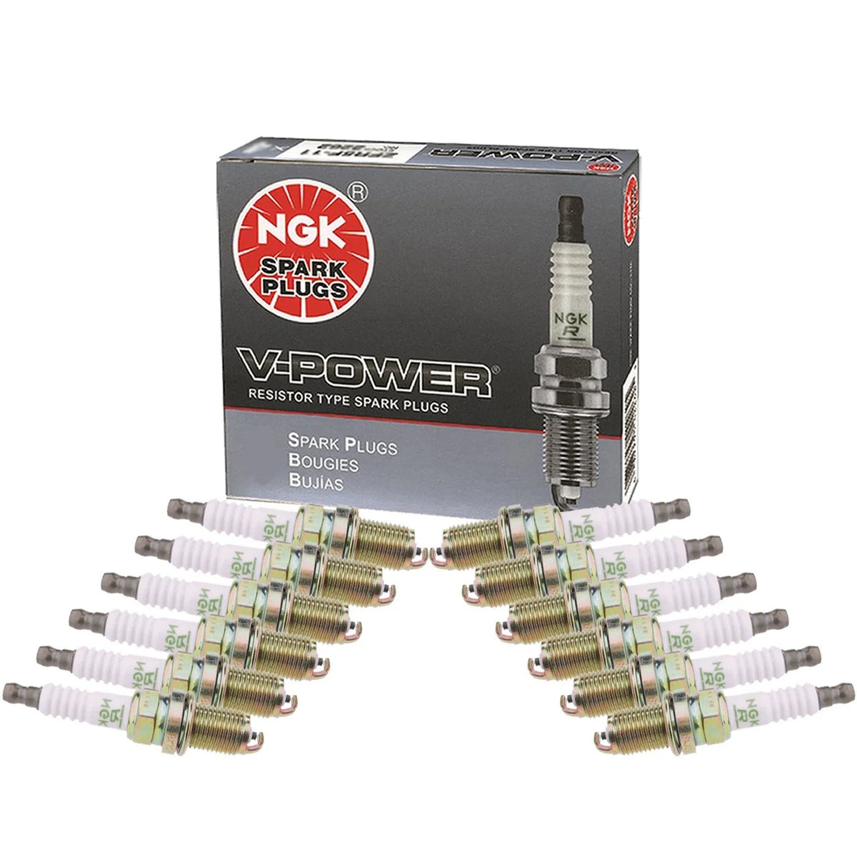 NGK V-Power Spark Plug Set (12 Pieces) for (Gap 0.044)