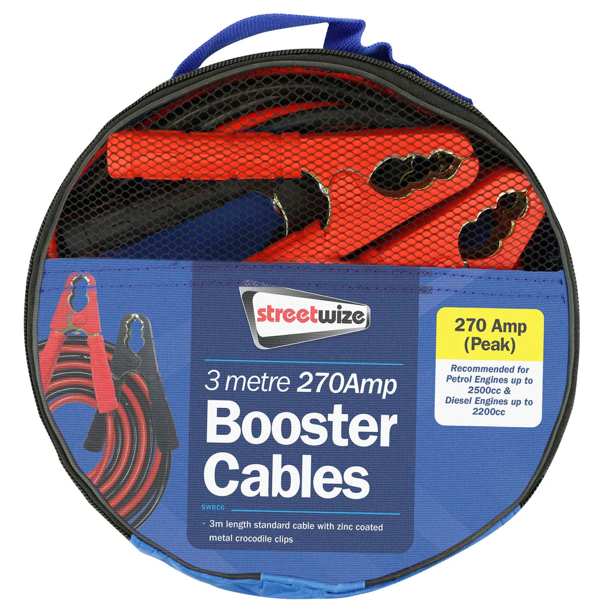 Jump Leads 270A 3m Booster Cables for Car Van (SWBC6)