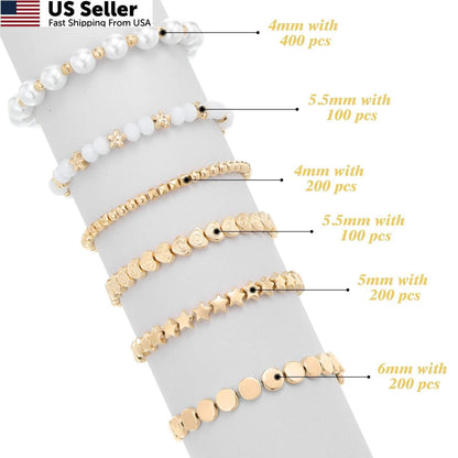 1200 Pieces Gold Spacer Beads Set for Bracelet Making