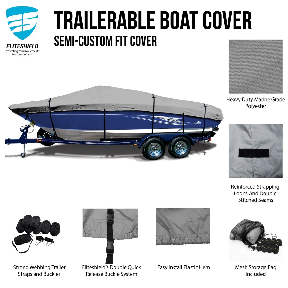 G3 Eagle 180 SC Waterproof Trailerable Boat Cover (Heavy Duty)