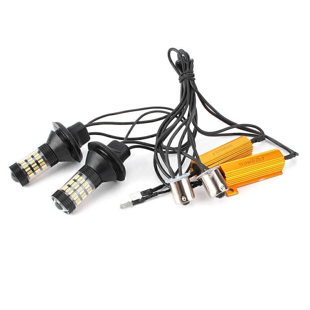 2pcs 1156 P21W Dual-Color Switchback LED Turn Signal Lamp Lights for