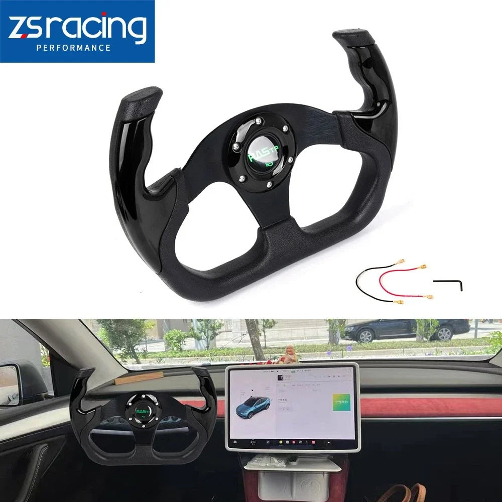 13" U-Shape Flat Drift Racing Steering Wheel for Universal 6 Hole (Fits 325mm)