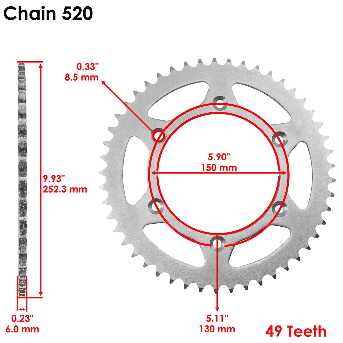 Celox Drive Chain 520 Pitch 106 Link for Yamaha TTR230 (2005–2022) CH100-106A1002AA