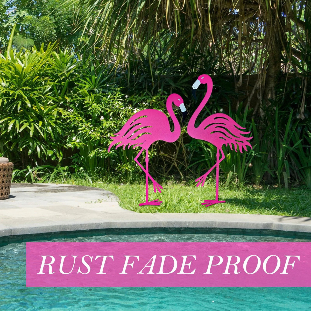Set of 4 Flamingo Yard Decor for Outdoor Use