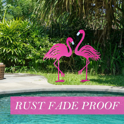 Set of 4 Flamingo Yard Decor for Outdoor Use