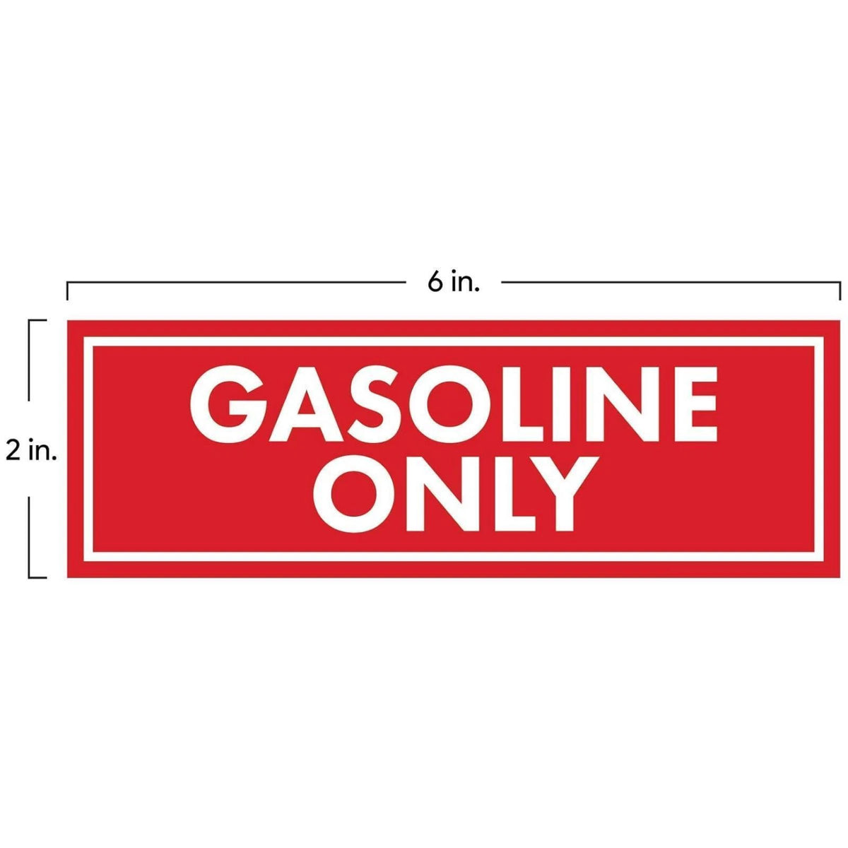 Set of 4 Gasoline Only Warning Stickers for Fuel Caps (2" x 6")