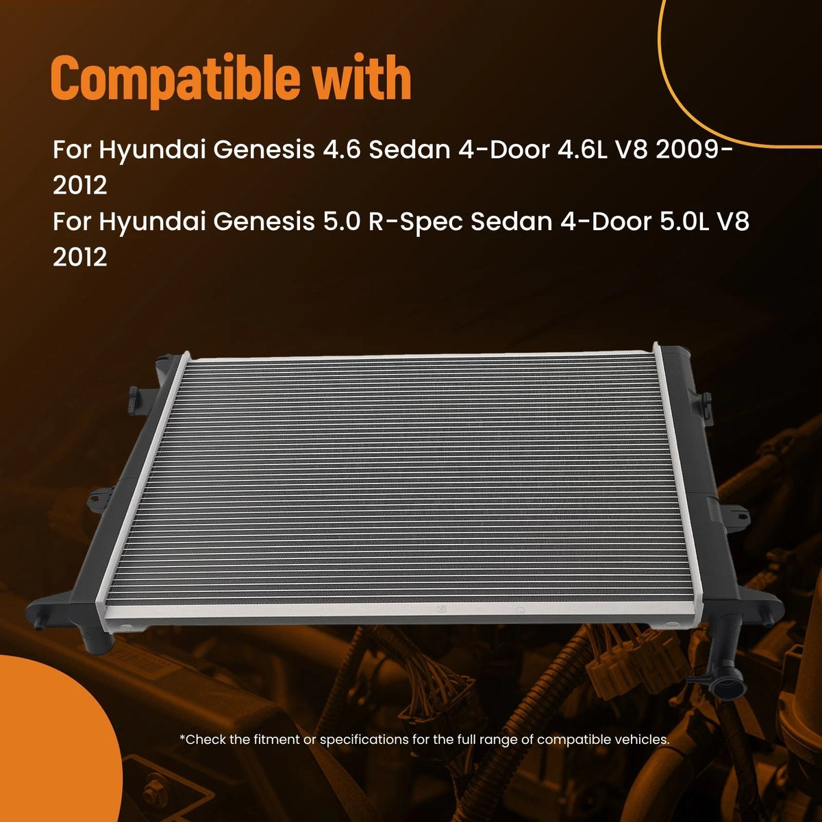 Coolant Radiator for Hyundai Genesis 2009–2012 (521TNH, 253103M180, 253103M900)