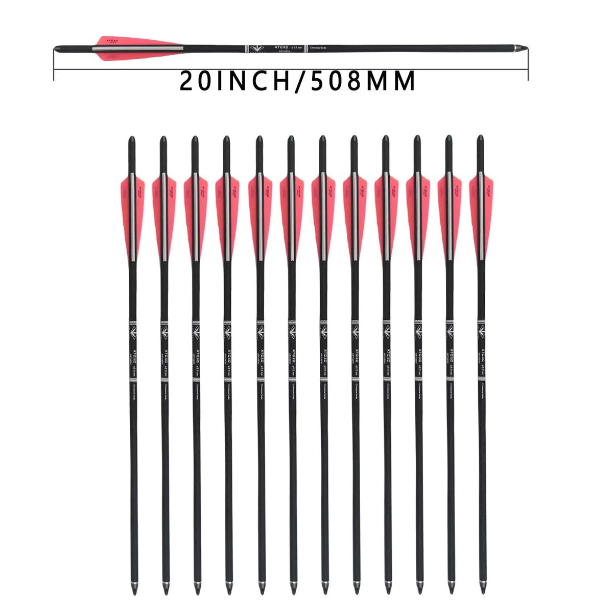 12 Pcs Carbon Crossbow Bolts for Crossbow (20–22 Inch)