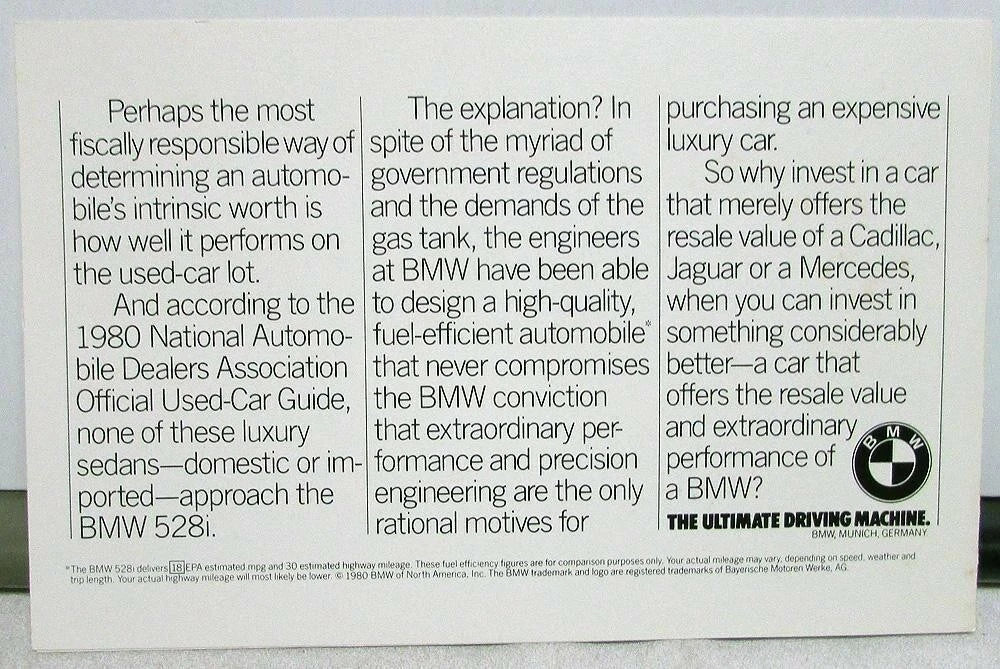 BMW 5 Series Sales Brochure Folder (1980)