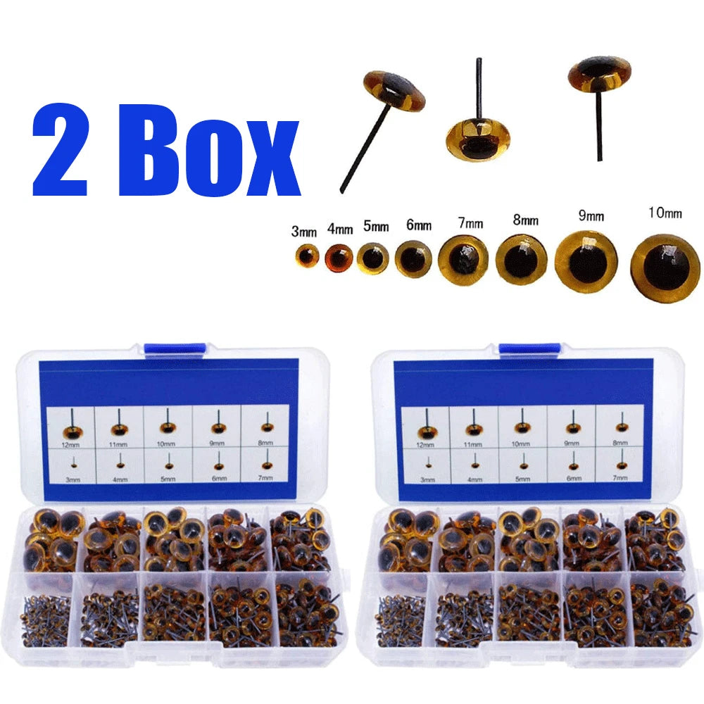 200 Pcs Amber Glass Eyes Kits for Needle Felting Bears Dolls