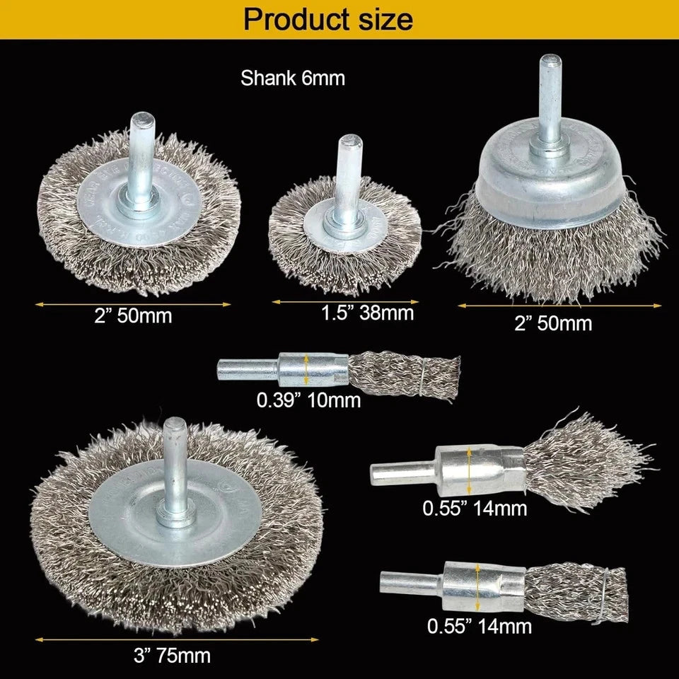 10PCS Stainless Steel Wire Wheel Brush Set for Drill with 1/4 Inch Shank