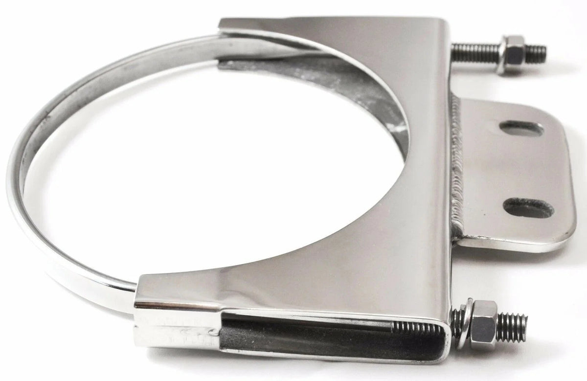 U-Bolt Exhaust Bracket for 5” Stack with 1-1/2x3-3/8 Plate, Stainless (21286)