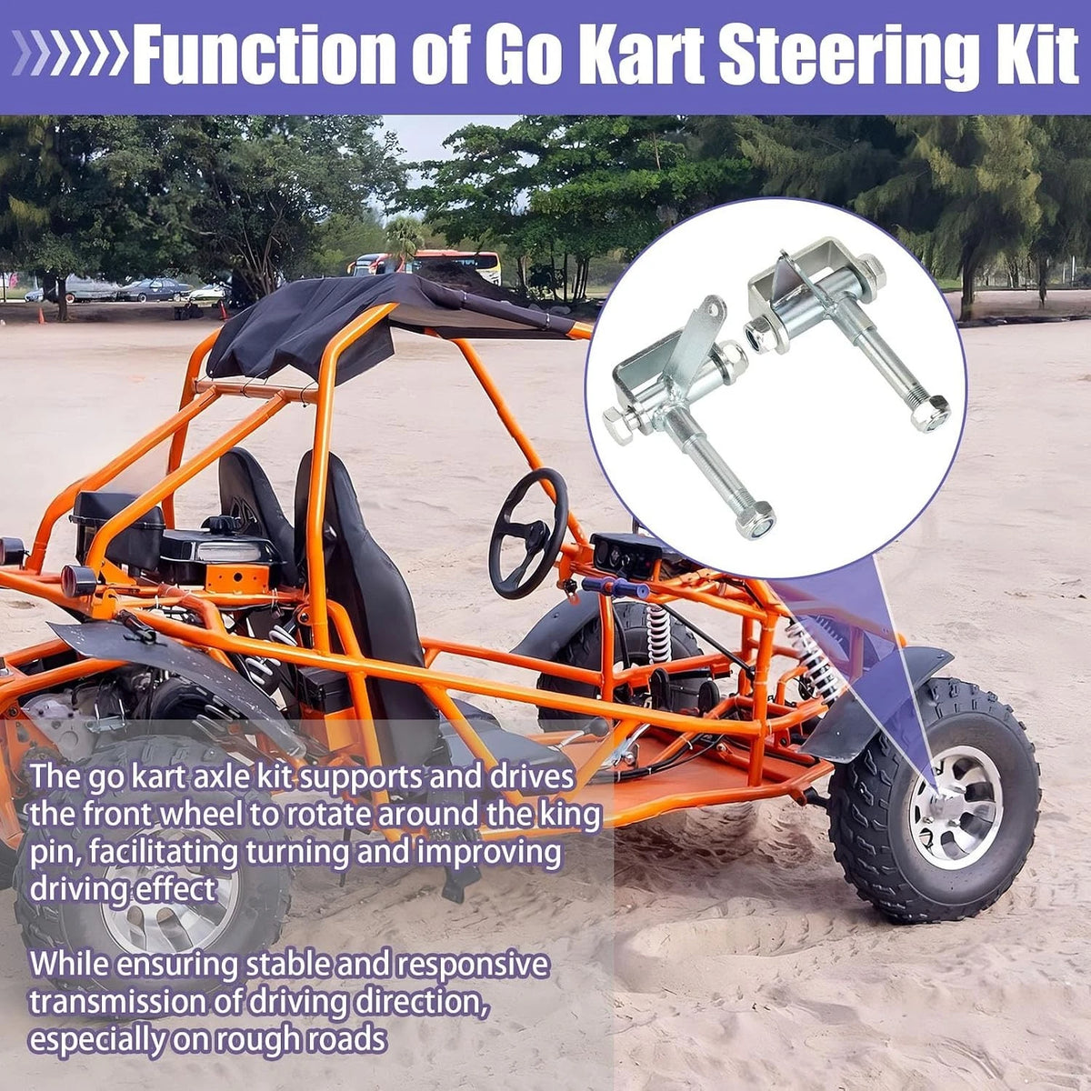 Steering Spindle Bracket Set for Go Kart 5/8" Axle 3-3/4" with Rod End
