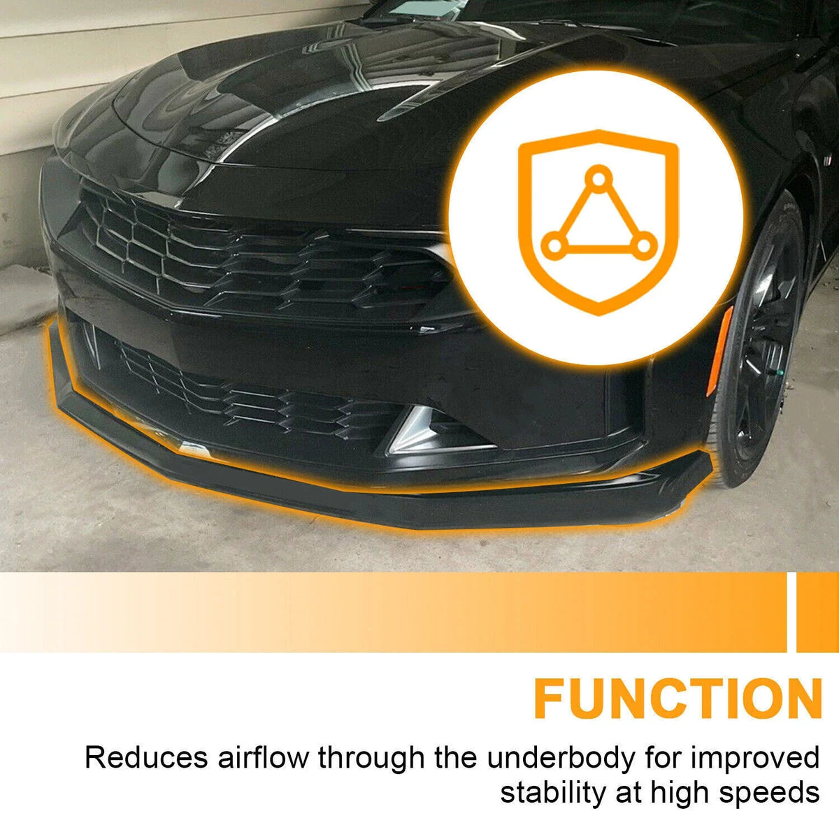Front Bumper Spoiler Lip for Chevy Camaro SS V8 (2016–2024) Tinted Matte Black
